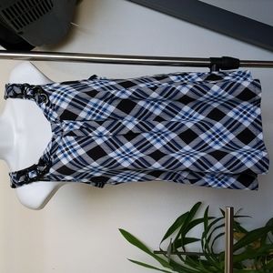 Blue/black checkered tank top